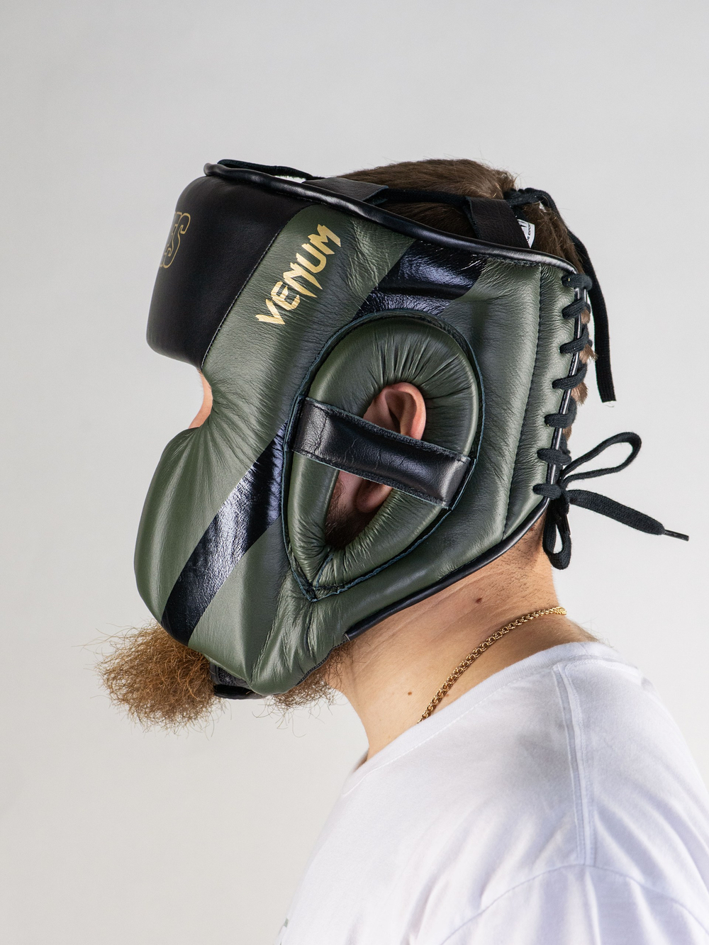 Боксерский шлем Venum Proboxing Cheek Headgear Linares Edition Khaki/Black/Gold