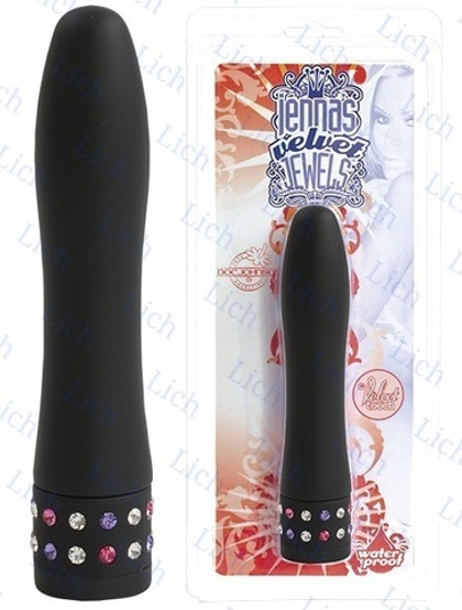 Черный вибратор VELVET JEWEL с кристаллами