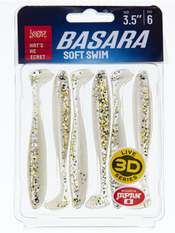 Виброхвост LUCKY JOHN Basara Soft Swim 3D, 3.5in (89 мм), цвет PG53, 6 шт., арт. 140403-PG53