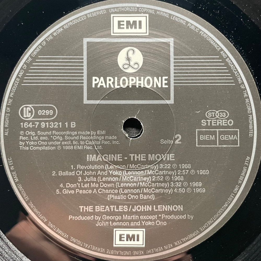 John Lennon - Imagine: John Lennon (Music From The Motion Picture) Европа 1988г.
