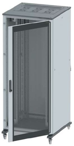 Напольный 19" IT-корпус ДКС серии CQE 24U 600х1200х600, двери стекло+сплошная, панели для крыши, кабельный ввод, RAL7011/7035
