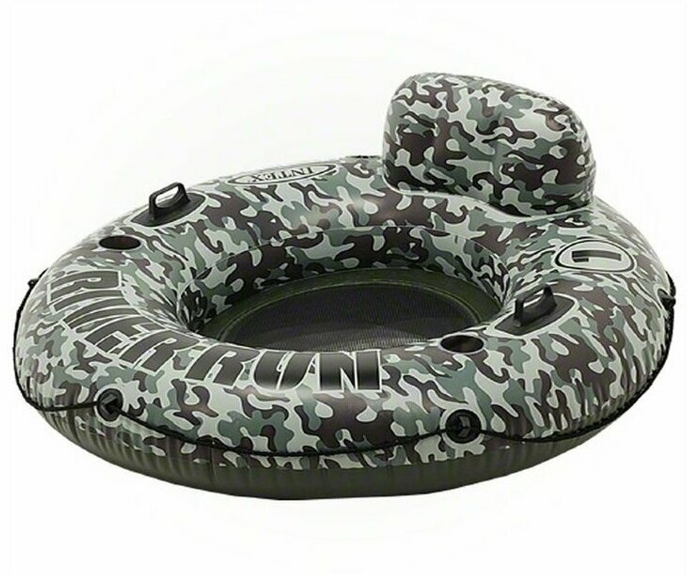 56835, Intex, Надувной круг-кресло 135см "Camo River Run 1" с ручками, до 100кг