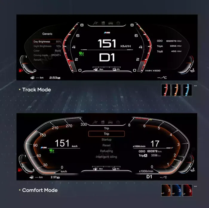 Электронная панель приборов для BMW 6 серия F06 2014-2019 (без проекции на лобовое) - Kuberg NH-LCD-B01-F06 с ЖК 12.3" экраном QLED