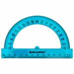Транспортир 12 см, 180 градусов, BRAUBERG, прозрачный, неоновый, ассорти, 210849