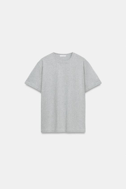 ZARA ФУТБОЛКА С КРУГЛЫМ ВЫРЕЗОМ, СЕРЫЙ МЕЛАНЖ