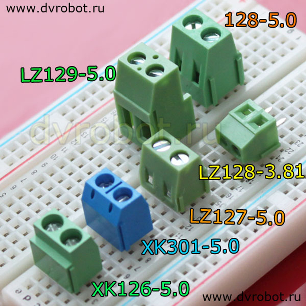 Зажим зеленый 301-5.0-2PIN
