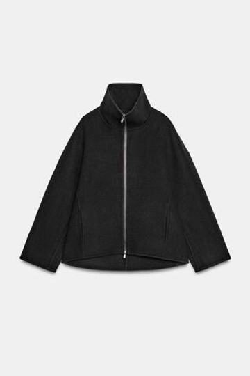 ZARA КОРОТКОЕ ШЕРСТЯНОЕ ПАЛЬТО — ZW COLLECTION, ЧЕРНЫЙ