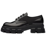 PRADA Monolith Brushed Leather And Nylon Lace Up "Black"