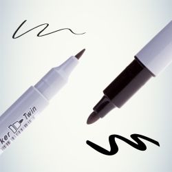 095143 Crown Маркер перманентный двухсторониий MULTI MARKER TWIN, ЧЕРНЫЙ пулевидный 2мм/1мм (P-800W) | Канцтовары