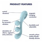 Мультифункциональный вибратор для тройной стимуляции Satisfyer Tri Ball 2 голубой