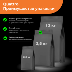 Корм для взрослых собак породы Вельш-корги кардиган, с индейкой, 12 кг, QUATTRO