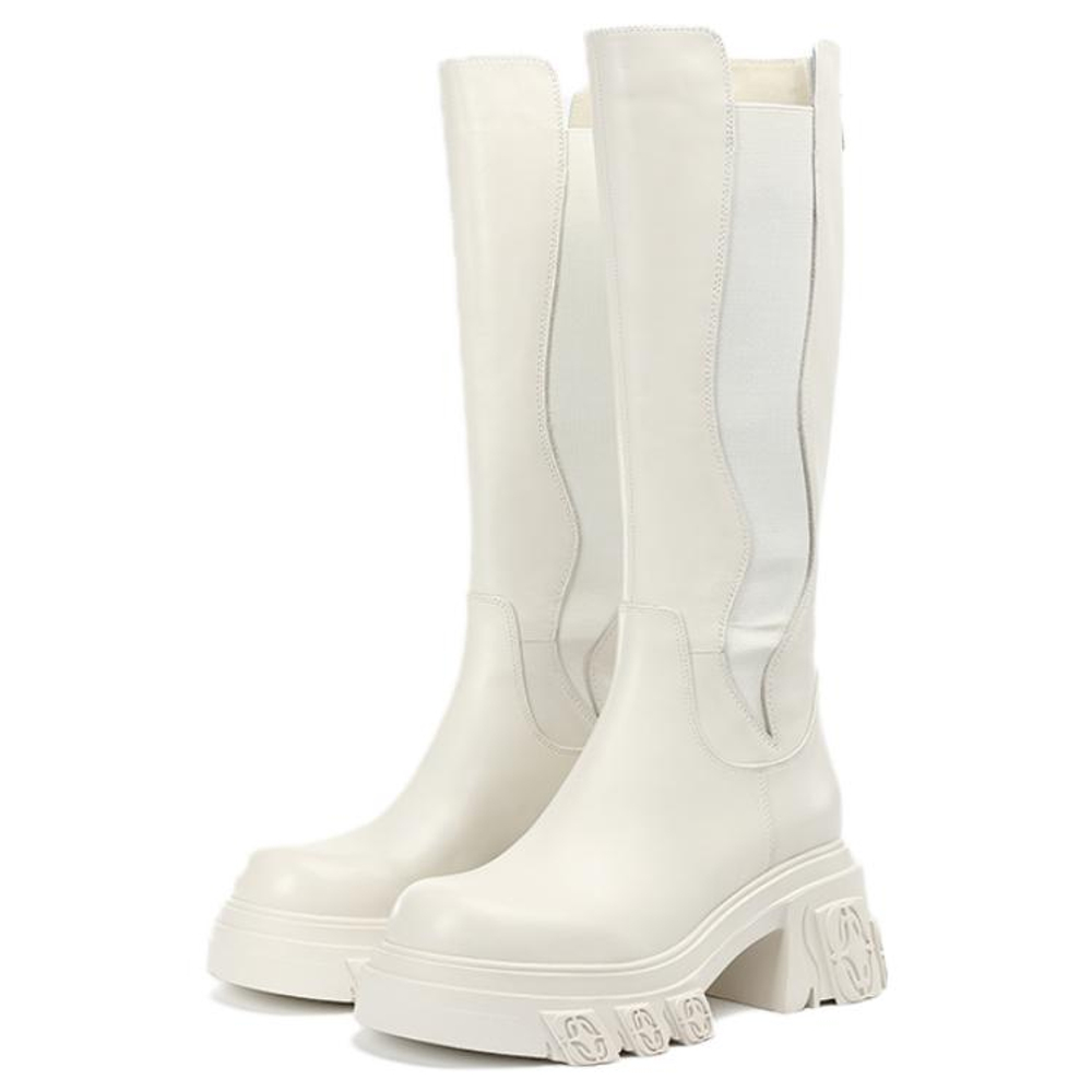 DIBO MANNER Flame Embossed Collection Top Grain Cow Leather Mid Calf Boots Women"s