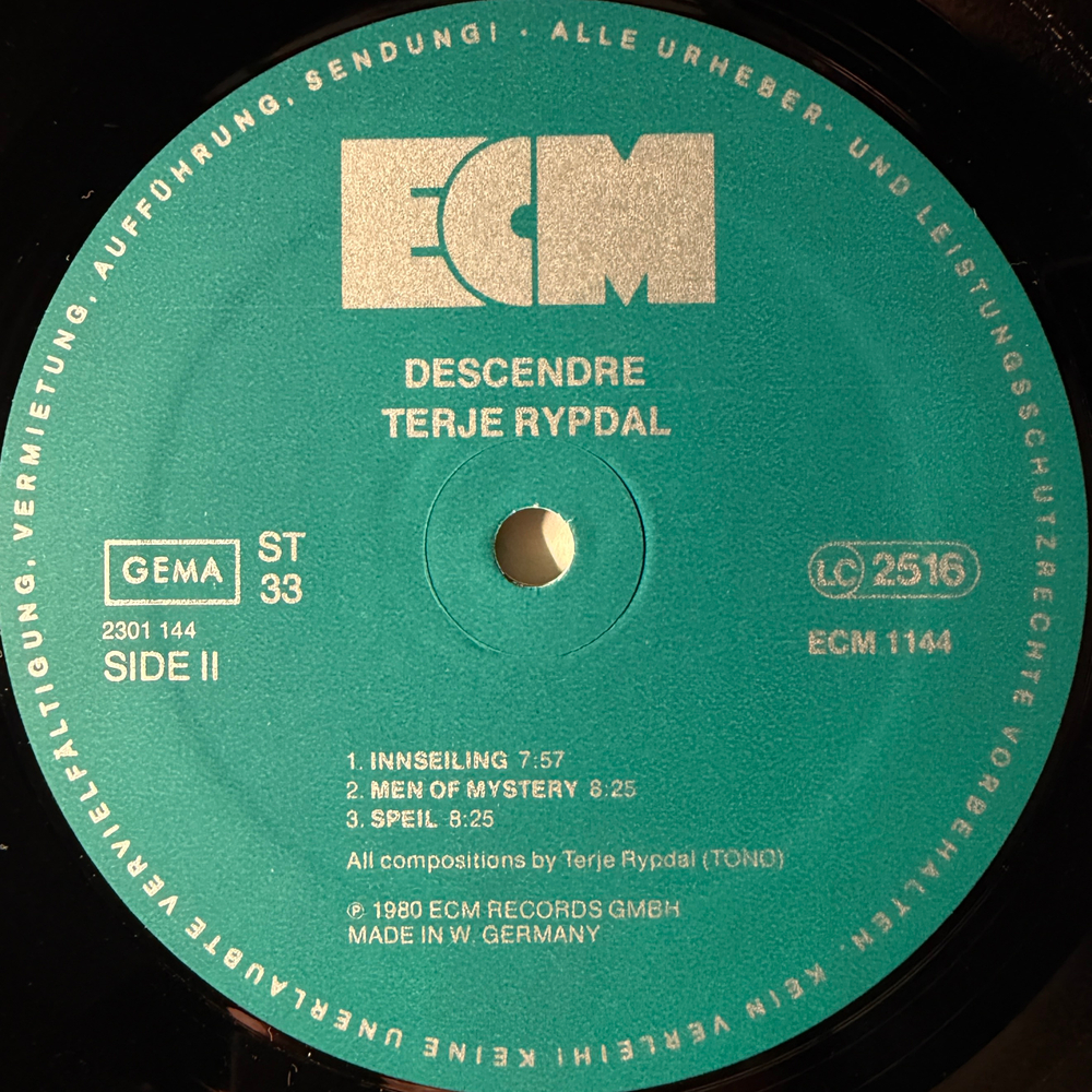 Terje Rypdal – Descendre (Германия 1980г.) ECM Т