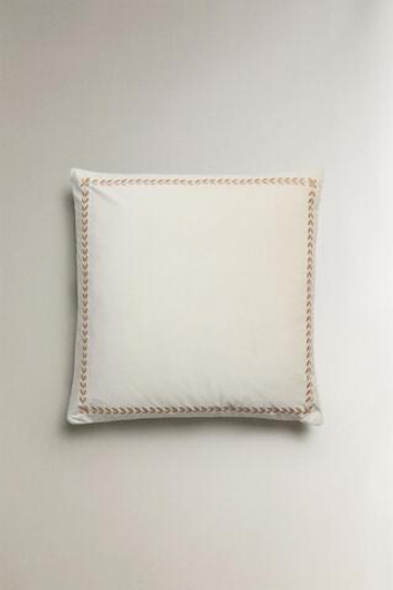 ZARA HOME ЧЕХОЛ ДЛЯ ДЕКОРАТИВНОЙ ПОДУШКИ С КОНТРАСТНОЙ КАЙМОЙ, КРЕМОВЫЙ