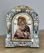Владимирская БМ, икона арочная с рамкой, белое дерево, эмаль 167х228