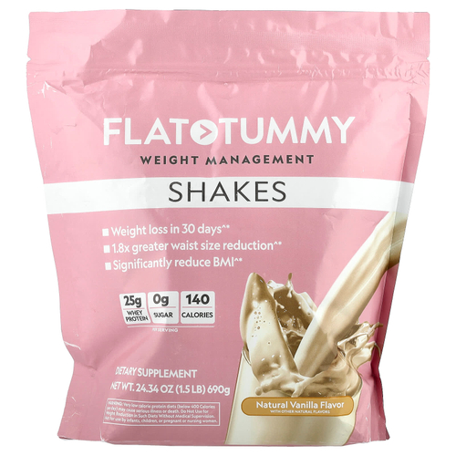 Flat Tummy, коктейль, натуральная ваниль, 690 г (1,5 фунта)