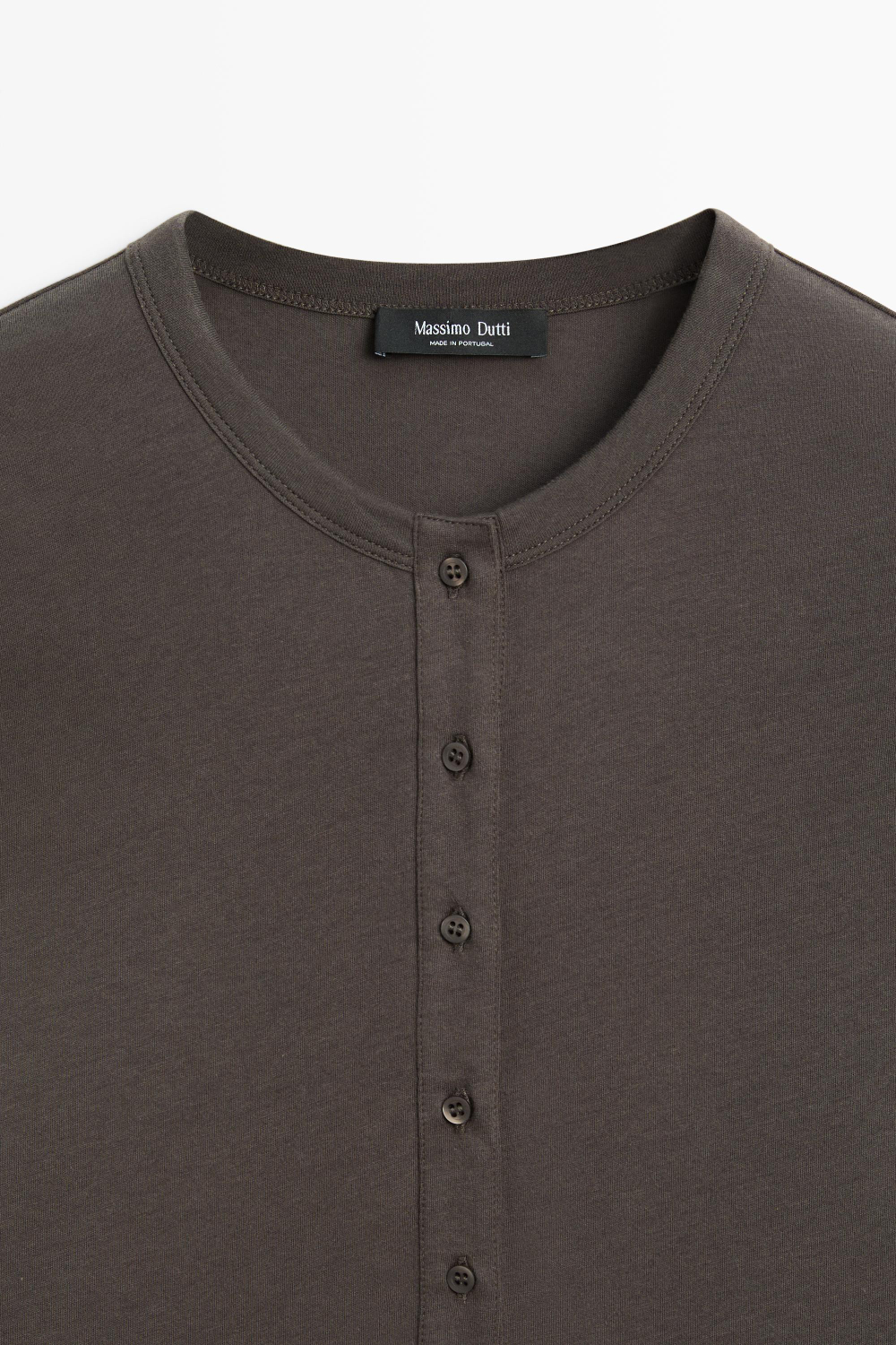 Massimo Dutti Футболка-хенли из 100% хлопка, норка