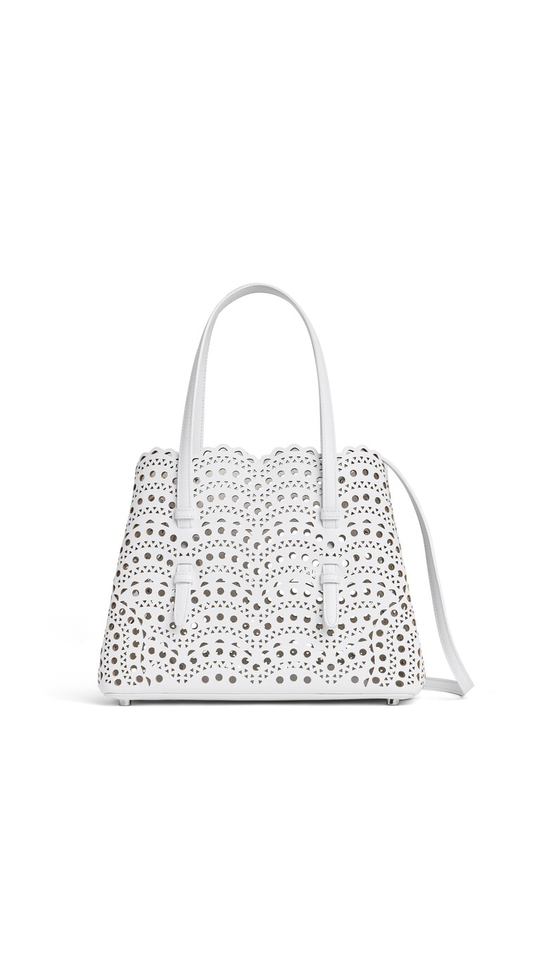 ALAÏA СУМКА MINA 25 ИЗ ТЕЛЯЧЬЕЙ КОЖИ, КРЕМОВЫЙ