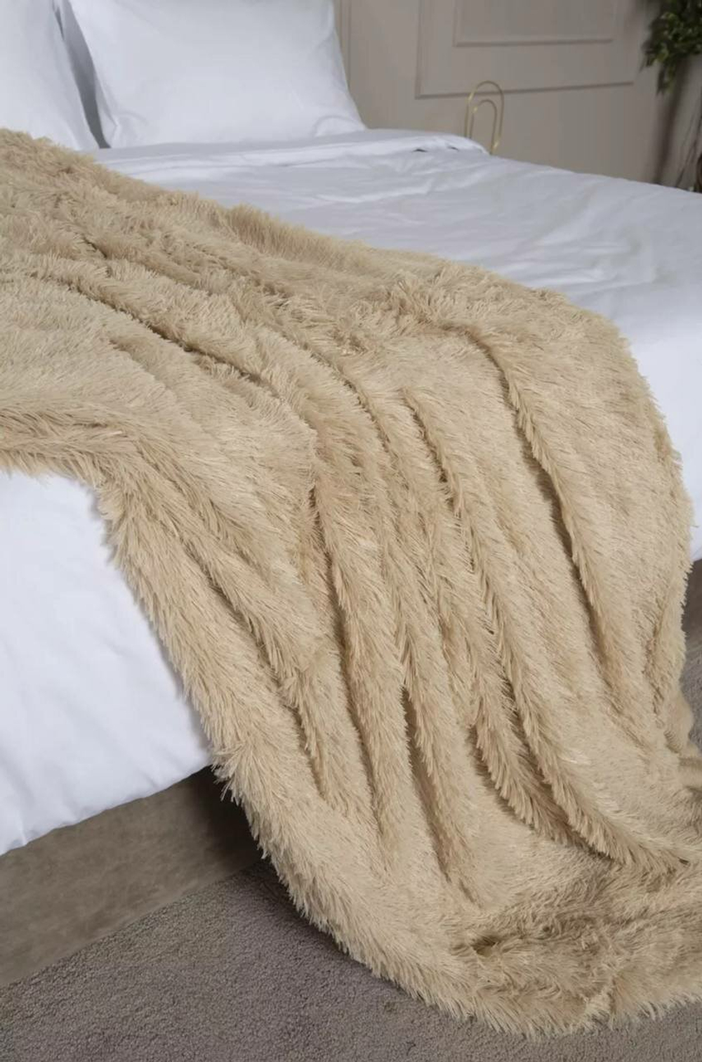 Плед "Травка", Евро 200х220 см, Бежевый