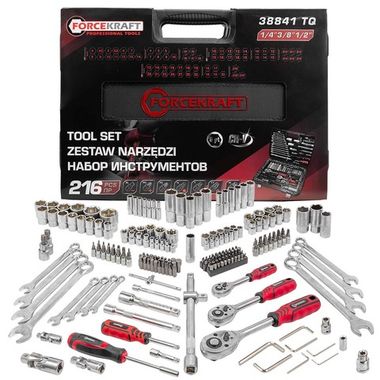 Набор инструментов 216пр. 1/4''3/8''1/2''(6гр.)(4-32мм) FORCEKRAFT FK-38841 TQ
