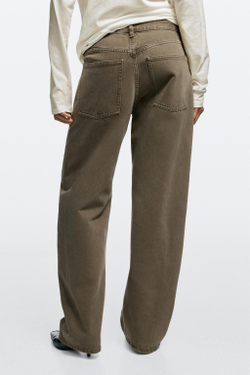 Massimo Dutti Джинсы средней посадки с зауженным кроем, серо-коричневый