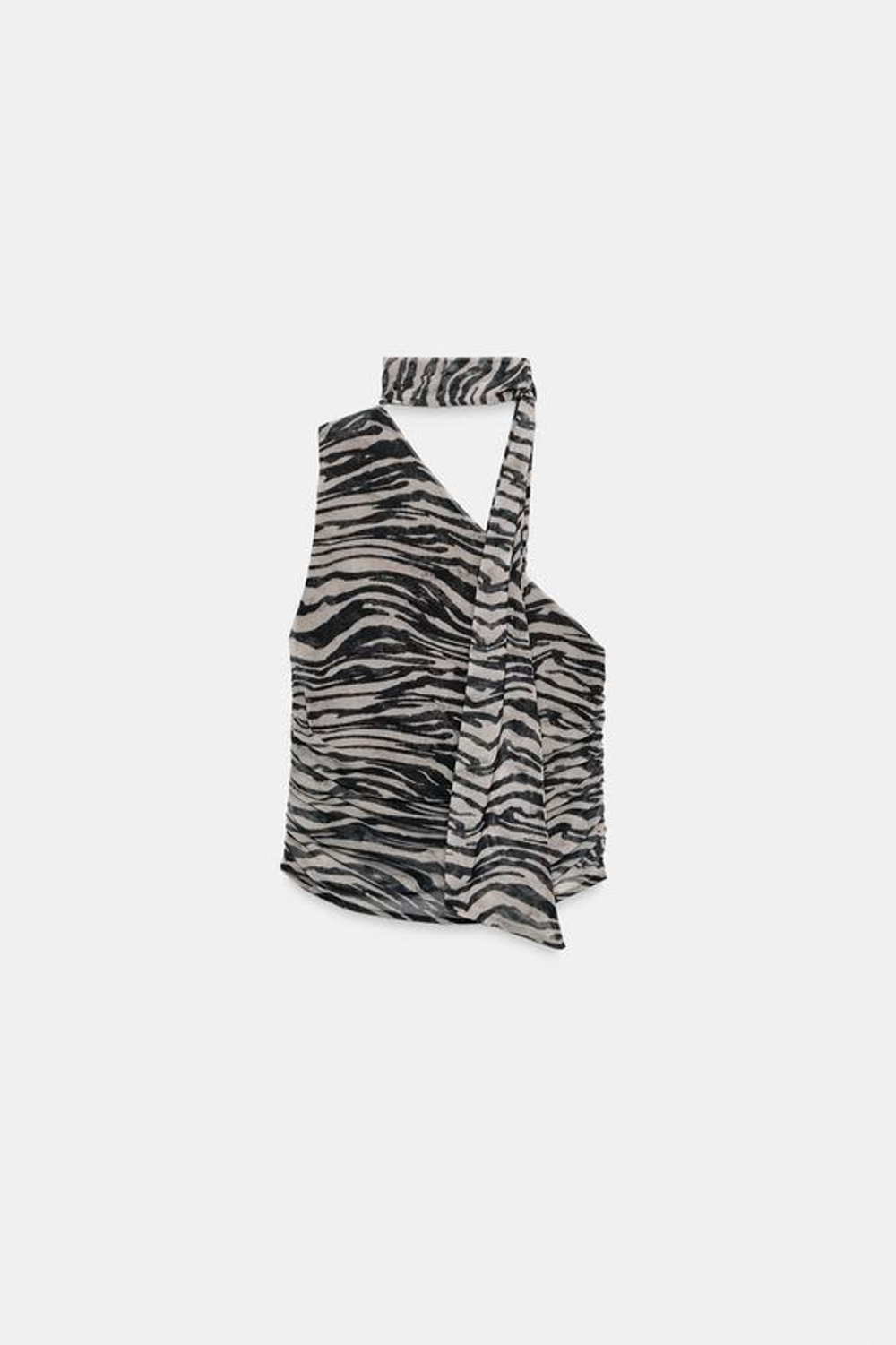 ZARA ТОП С АНИМАЛИСТИЧЕСКИМ ПРИНТОМ И ДЕТАЛЯМИ В ВИДЕ ПЛАТКА, РАЗНОЦВЕТНЫЙ