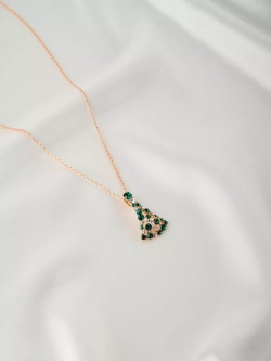 Подвеска на цепочке Россыпь из зеленых камней Swarovski