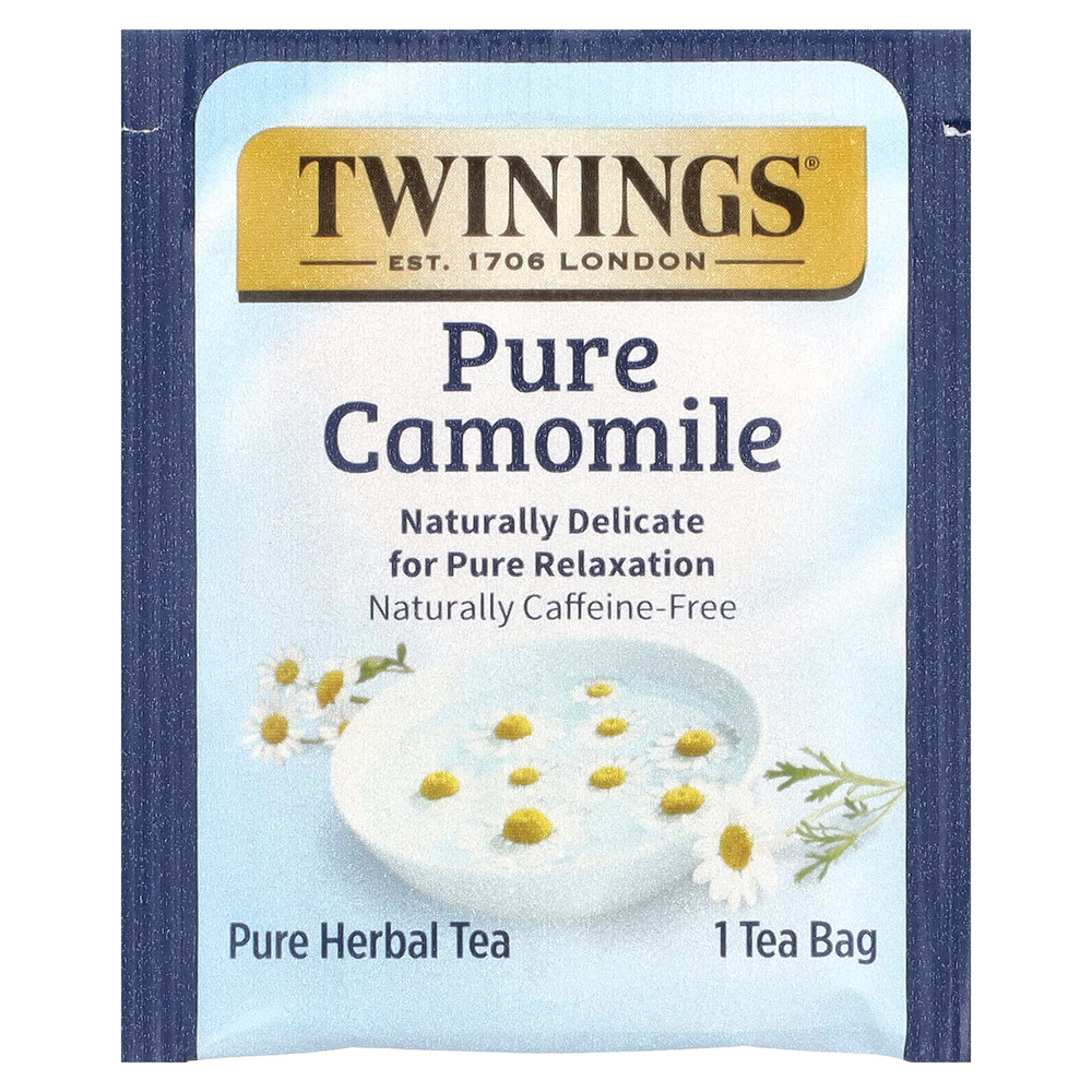 Twinings, травяной чай, чистая ромашка, без кофеина, 25 чайных пакетиков, 37 г (1,32 унции)