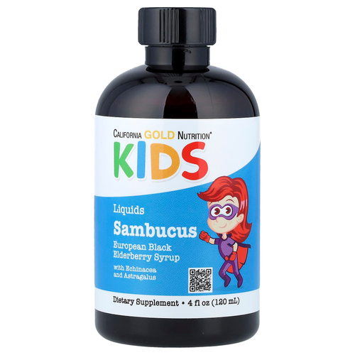 California Gold Nutrition, Sambucus, сироп из бузины для детей, 120 мл (4 жидк. унции)