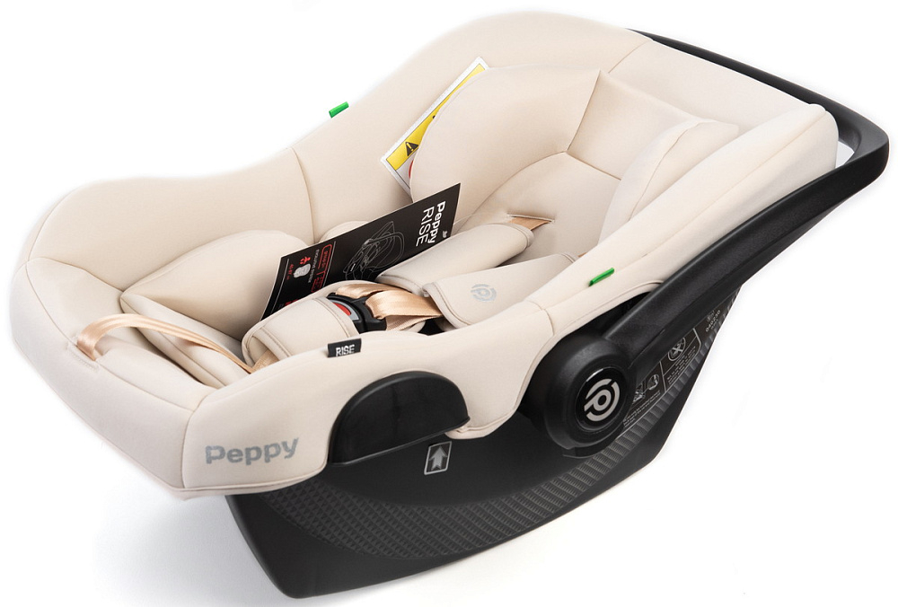 Детская коляска Peppy Monaco 3 в 1 с автокреслом Rise Milk Black (черный), рама черная матовая