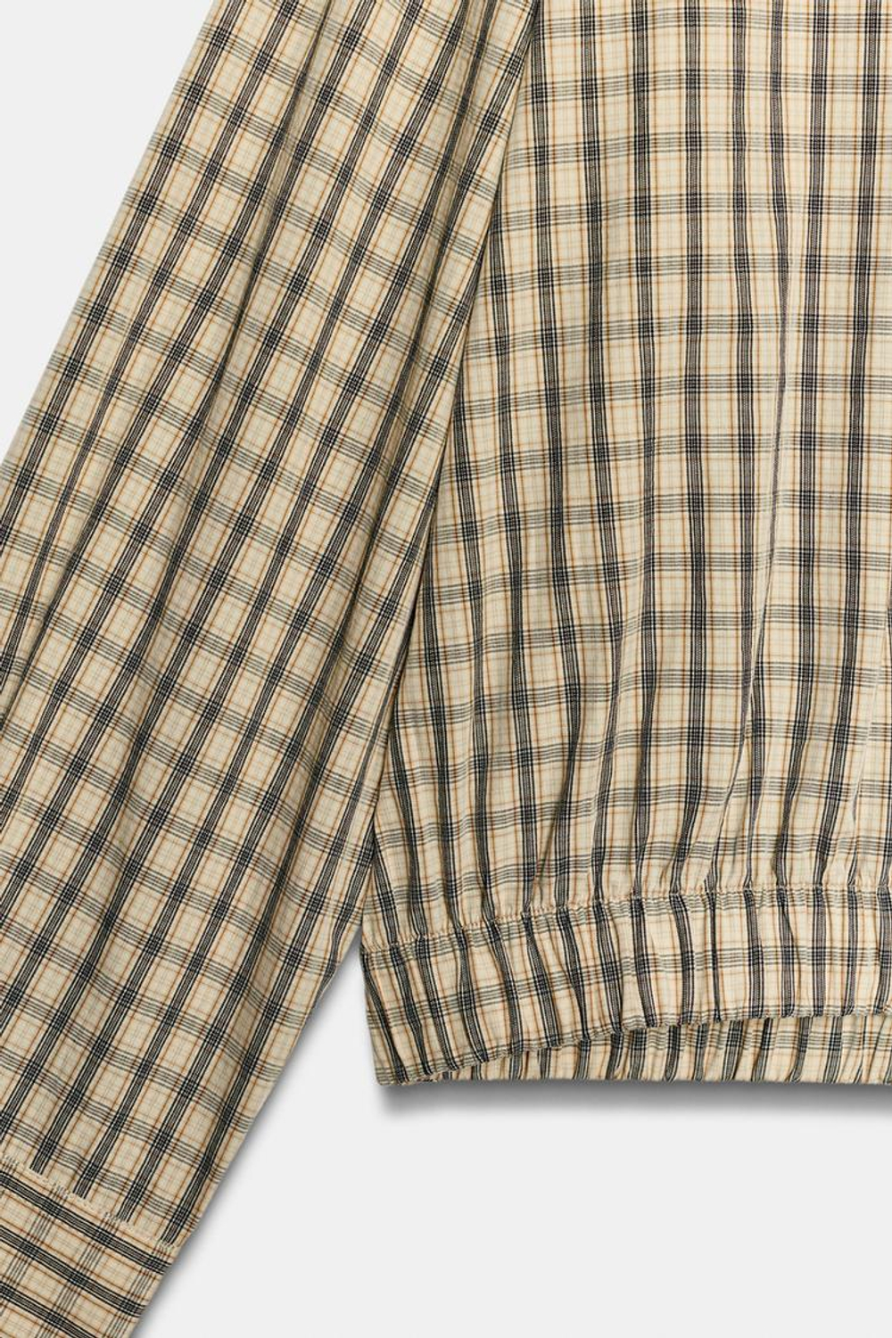 ZARA РУБАШКА В КЛЕТКУ ОБЪЕМНОГО КРОЯ — ZW COLLECTION, ЭКРЮ/ЧЕРНЫЙ