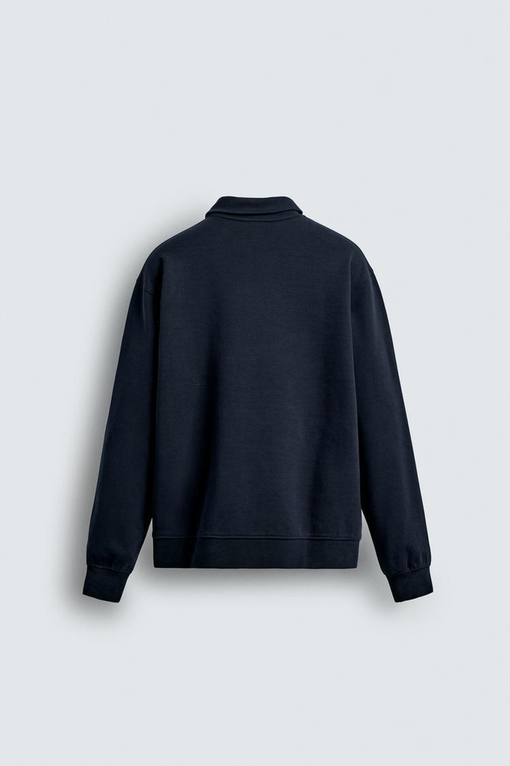 ZARA ТОЛСТОВКА-ПОЛО INTERLOCK НА МОЛНИИ, МОРСКОЙ СИНИЙ