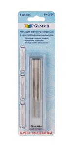 Иглы ручные для валяния (фелтинга) 40 тонкие -2 шт, 38 средние -2 шт, 36 толстые -2 шт, 6 шт, Gamma FNG-04