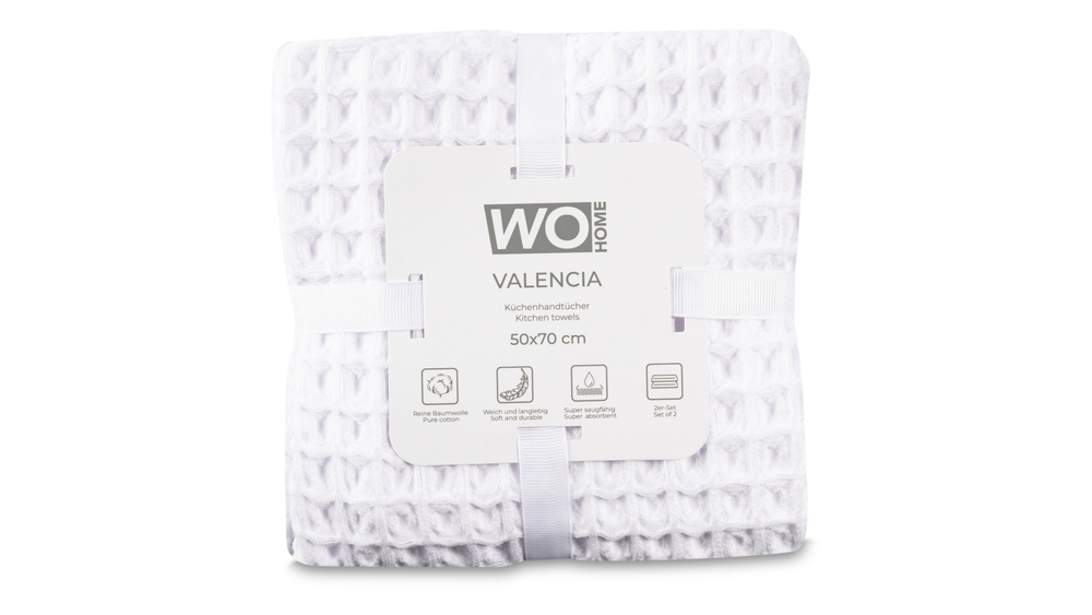 Набор кухонных полотенец 2шт 50х70см Wo Home Valencia белый