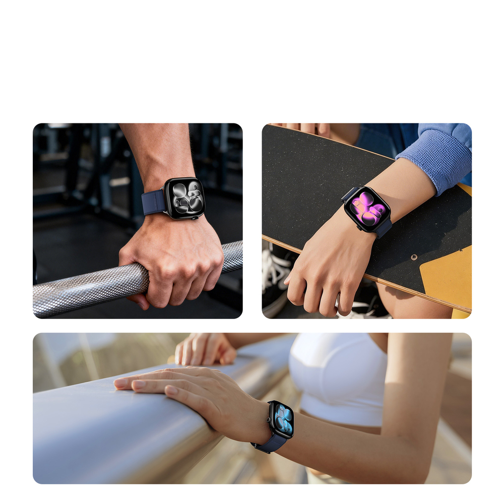 Ремешок синего цвета с магнитной фиксацией для смарт часов Apple Watch размером 42, 44, 45, 46, 49MM, серия Strap (YM Series) от Dux Ducis