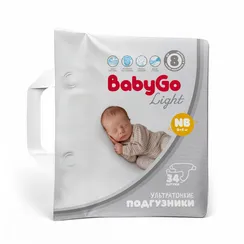 Подгузники BabyGo Light ультратонкие NB (0-5) 34 шт.
