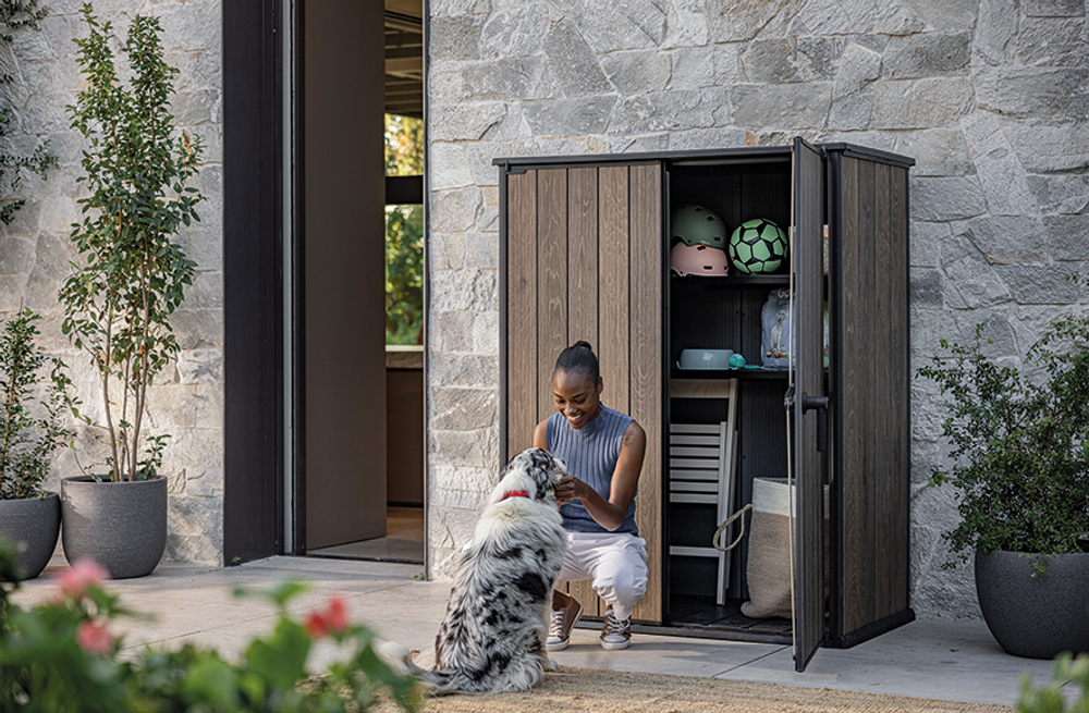 Уличный шкаф пластиковый Keter Deco Vertical 1400 л brown