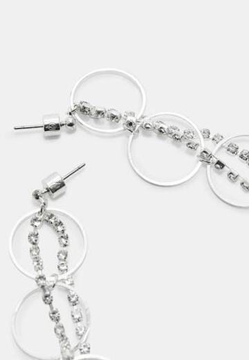 STRADIVARIUS Серьги-подвески со стразами, серый