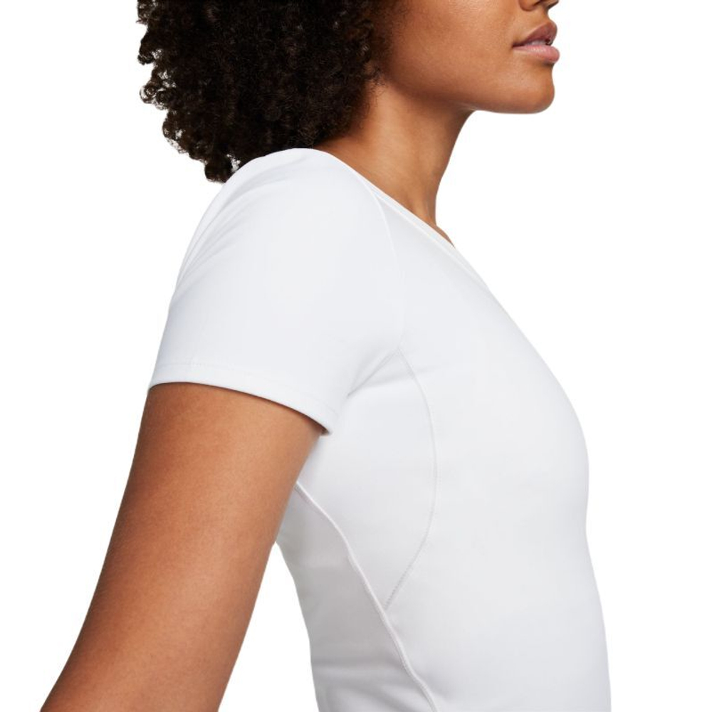Женская теннисная футболка Nike One Fitted Dir-Fit Short Sleeve Top - белый
