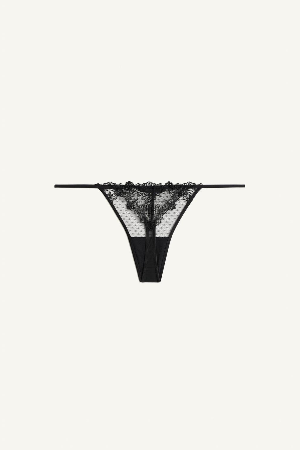 ZARA КРУЖЕВНЫЕ СТРИНГИ - LIMITED EDITION , ЧЕРНЫЙ