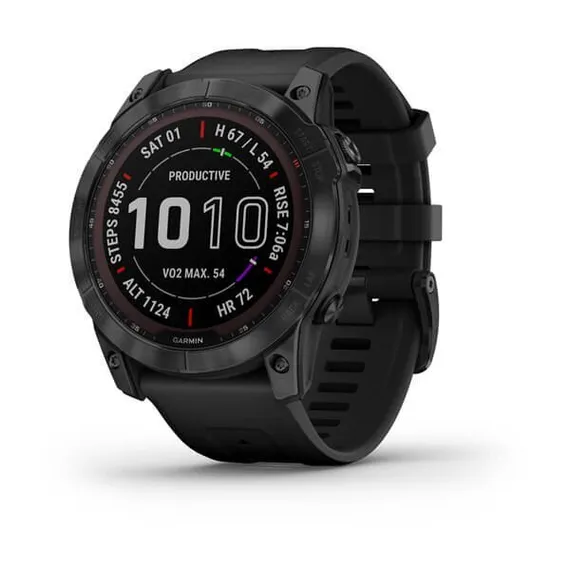 Умные часы Garmin Fenix 7X Sapphire Solar Титановый черный DLC с силиконовым ремешком 010-02541-23