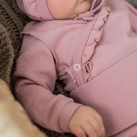 Боди с длинным рукавом и рюшей "Пудра" 0+