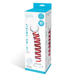 Прозрачный стимулятор с красной спиралью 10 Mr. Swirly Dildo - 25,4 см. (Цвет: прозрачный)