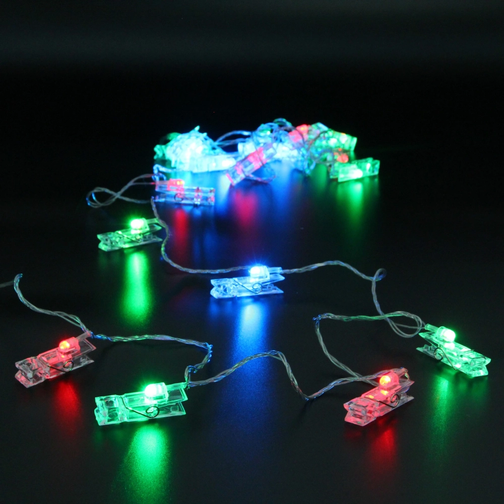 Гирлянда для дома 4,0 м 20 ламп LED с насадками ПРИЩЕПКА, прозрач.провод, IP-20, Мультицвет