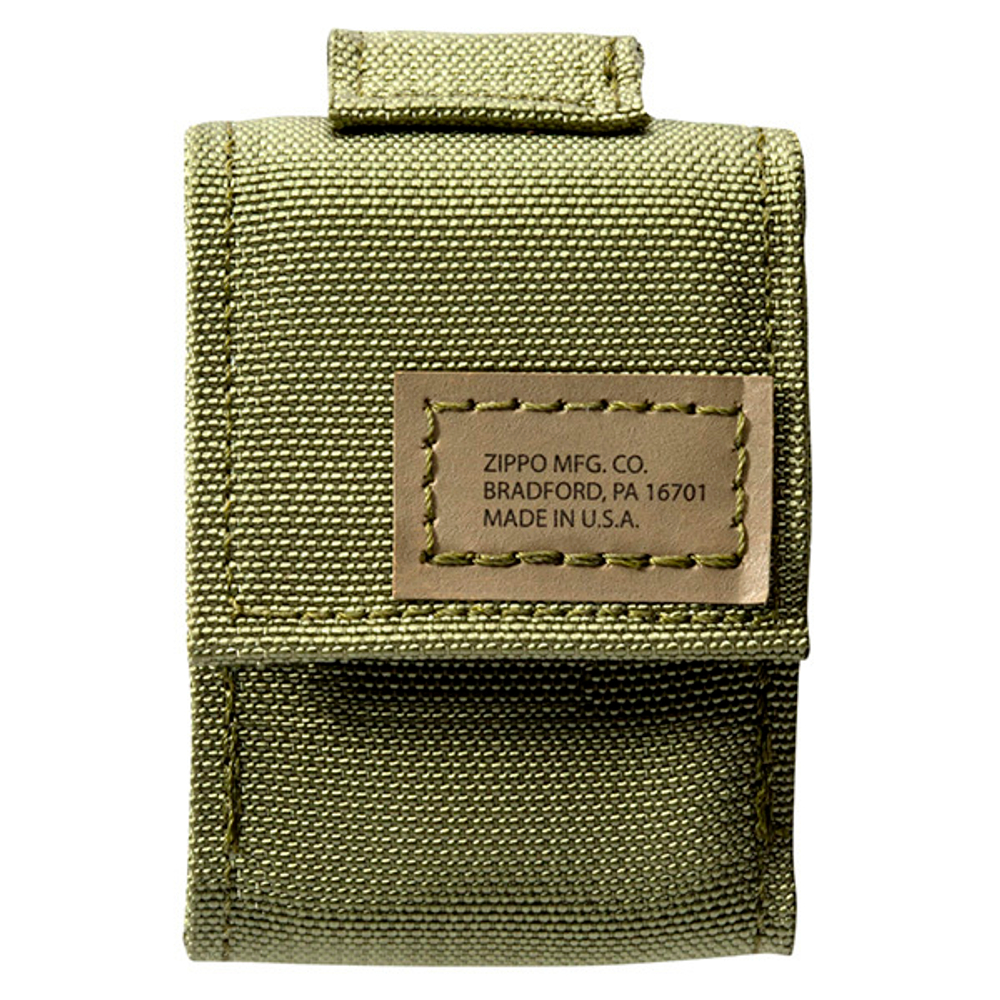Набор Zippo в подарочной коробке (чёрная зажигалка Black Crackle и зеленый нейлоновый чехол)