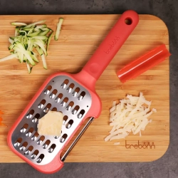 Терка крупная+овощечистка 2-в-1 с ручкой 32см Trebonn Kitchen Tools красный