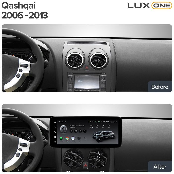 Магнитола для Nissan Qashqai J10 2006-2013, Dualis - Teyes LUX ONE ROUND монитор 12.3" 2K QLED на Android 10, Быстрая, CarPlay, 4G SIM-слот