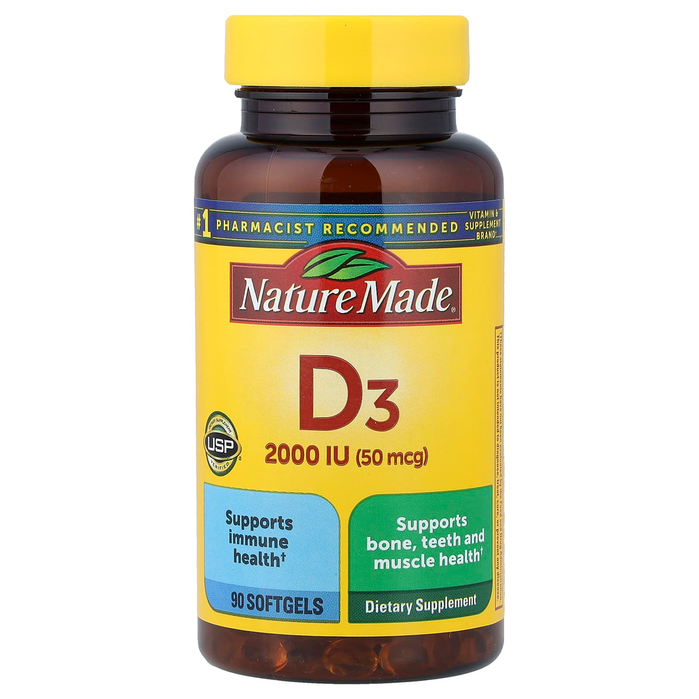 Nature Made, Vitamin D3, 50 mcg, 90 Softgels