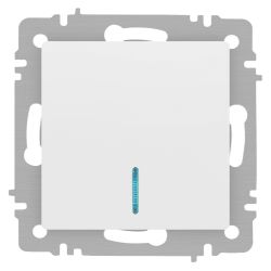 Выключатель Intro Accent 6-102-01М с подсветкой, 10А-250В, IP20, СУ, AL/CU, белый матовый | Intro