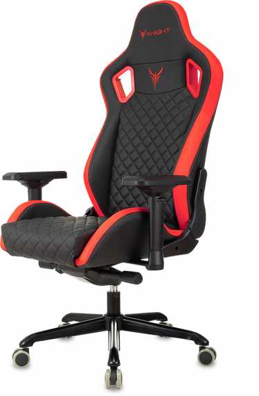 Кресло игровое Knight Titan черный/красный ромбик экокожа с подголов. крестов. металл